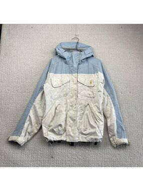 Y2K DC Shoes Waterproof Snowboard Jacket Womens Size XS Winter White Argyle Alt